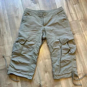 The North Face Cropped Cargo Hiking Outdoor Nylon Pants Khaki Beige Sz 4